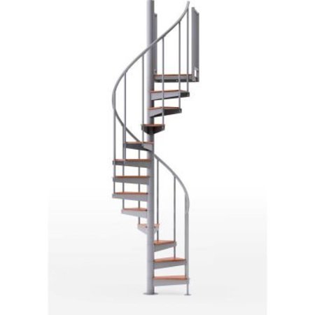 SS INDUSTRIES HOLDING Global Industrial„¢ Condor 42"H Platform Rail Spiral Stair Kit, 42"Dia, 12-3/5'H, Oak Covers, Gry EP42G10G103
